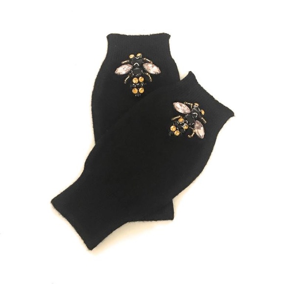 Black Fingerless Rhinestone Bug Mittens Gloves - NWT - Picture 4 of 4